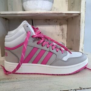 Adidas Hoops 3.0 Mid Women’s 6.5 Gray Pink Sneakers NWOT